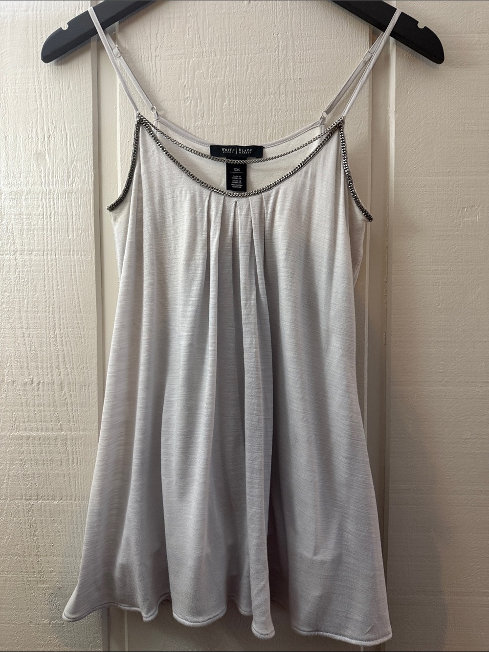 Light Blue Swing tank by White House Black Market. Chain accent. Sz XXS